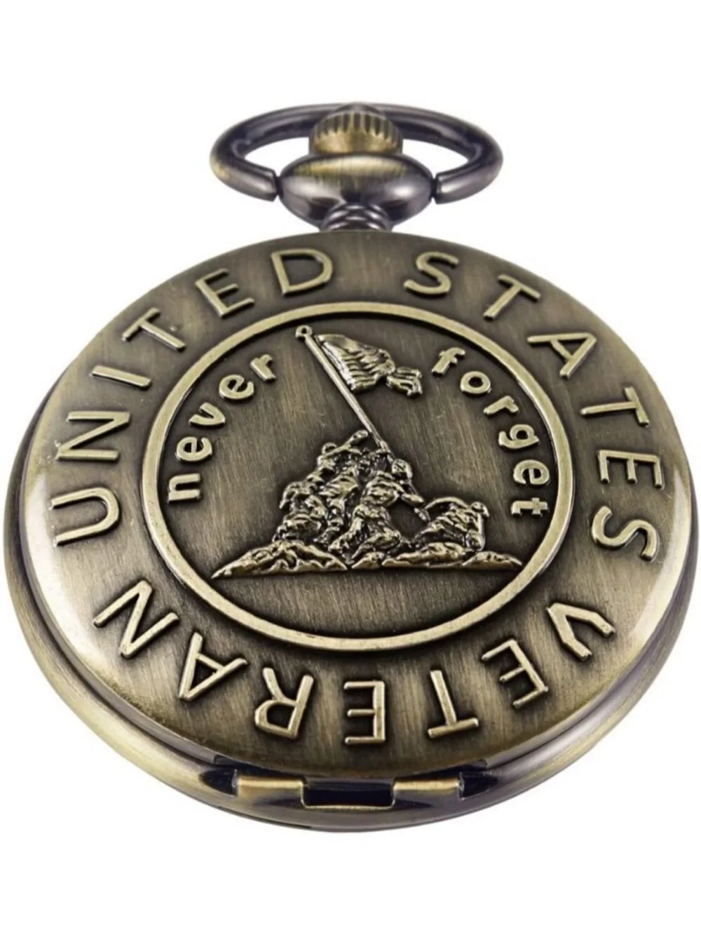 Mens Gold Analog Quartz Military Shape Pendant Necklace Round Case Pocket Watch